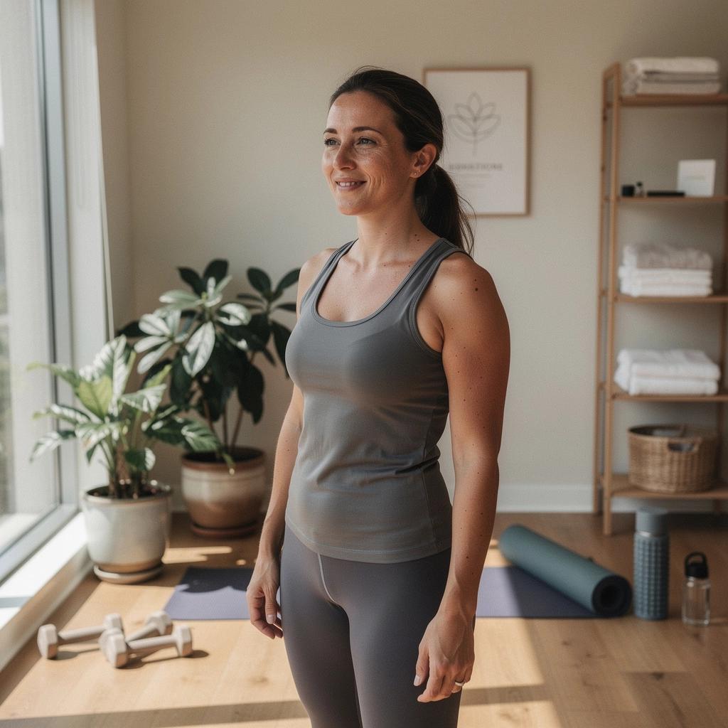 Felnőttek, akik közösen végeznek könnyű tornagyakorlatokat otthon, a metabolizmus aktiválására.